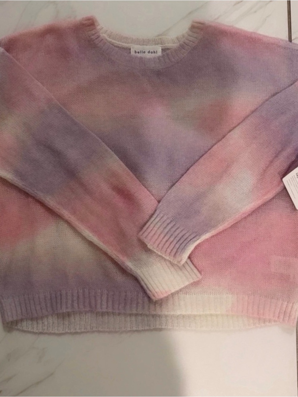 Bella Dahl Pastel Tie-Dye Crewneck Sweater - Pink, Purple, Cream size L